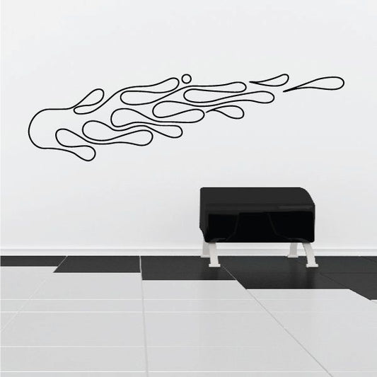 Vehicle pinstripe vinyl decal with black flame-style line art graphic