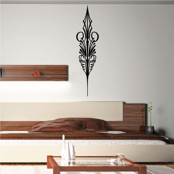 Ornate black vertical fleur-de-lis vinyl decal
