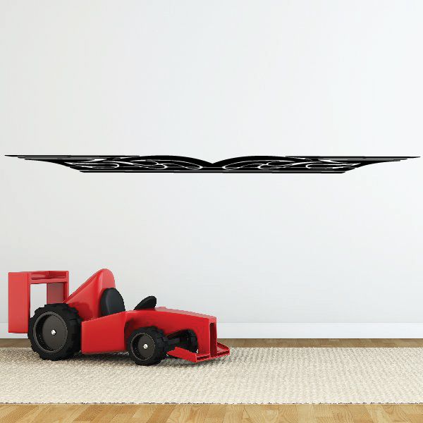 Black vehicle pinstripe vinyl decal with long swoosh design