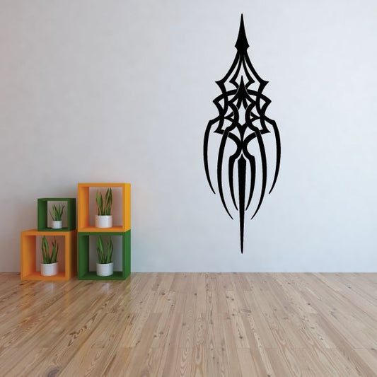 Vehicle pinstripe vinyl decal, black ornamental flame design with pointed tip