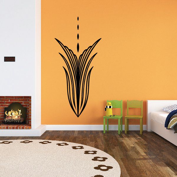 Black stylized flame pinstripe vinyl wall decal for vehicle, single-piece design