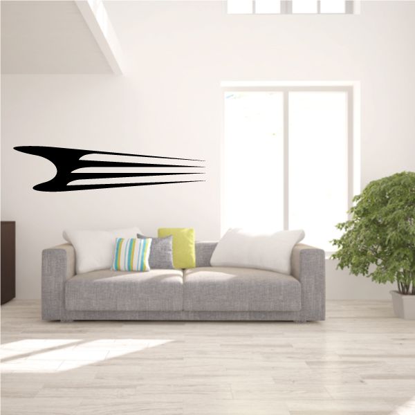 Vehicle pinstripe vinyl decal, black three-line racing stripe flame shape