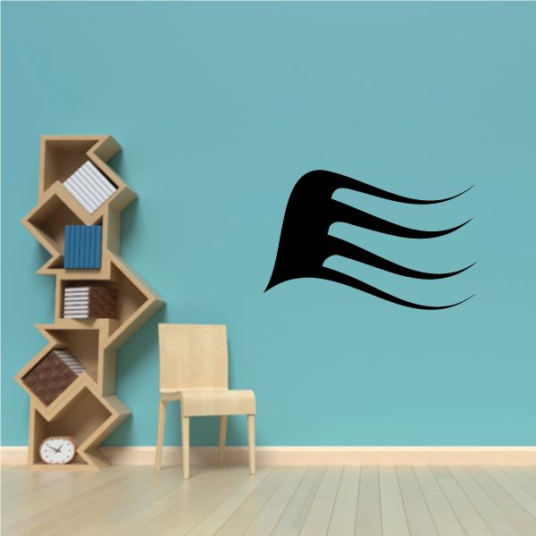 Vehicle pinstripe vinyl decal with three black swoosh lines