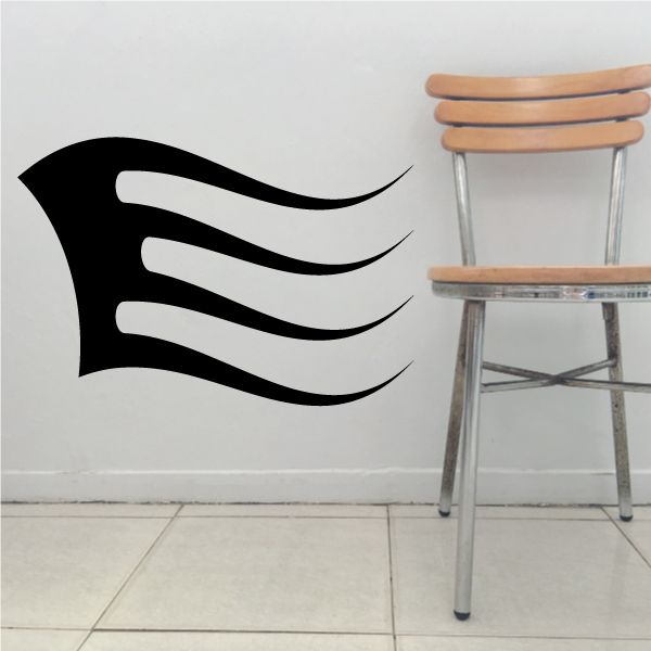 Vehicle pinstripe vinyl decal with black racing flame stripes