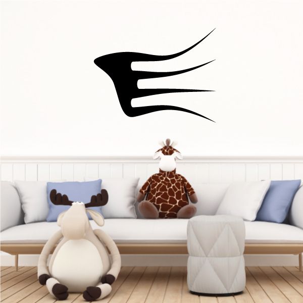 Black vehicle pinstripe vinyl decal graphic, flame-like swoosh shape