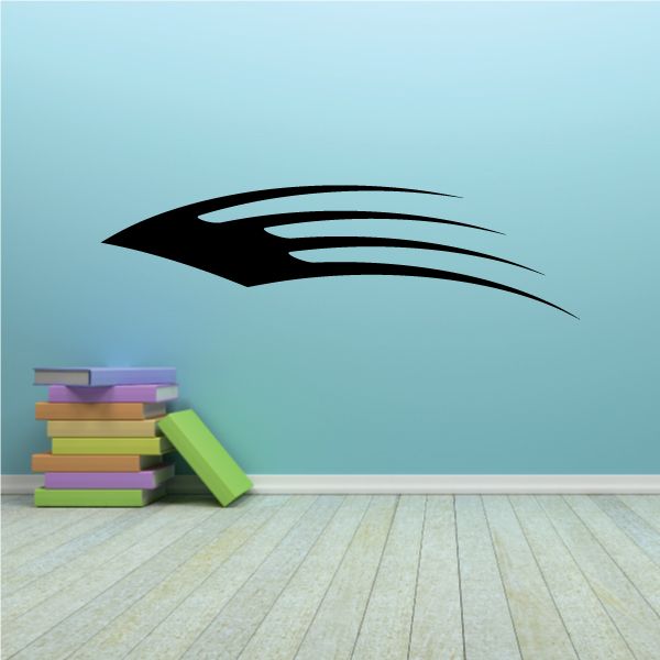 Black pinstripe vehicle vinyl decal with sweeping flame stripes