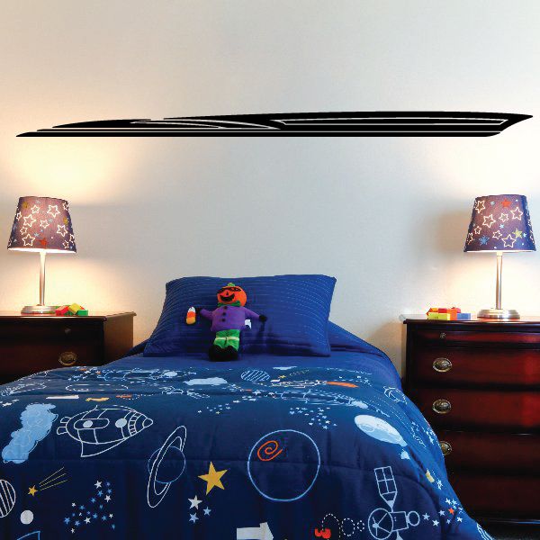 Black vehicle pinstripe vinyl decal stripe above wall