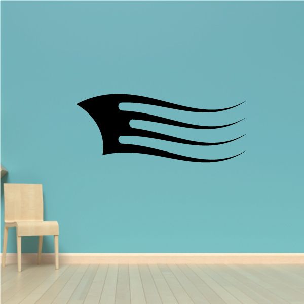 Vehicle pinstripe vinyl decal with three black wave stripes