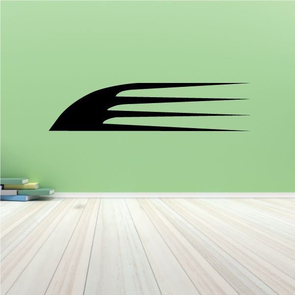 Vehicle pinstripe vinyl decal, black swoosh with three stripes