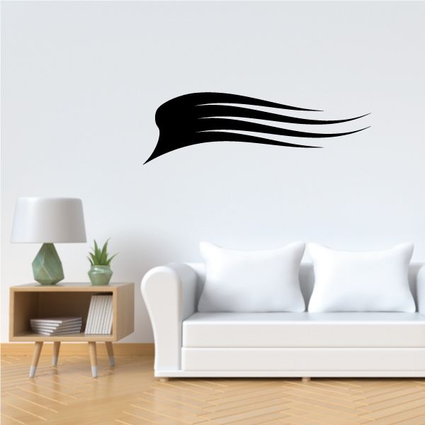 Black pinstripe vinyl decal with curved flame stripe design for vehicle or wall