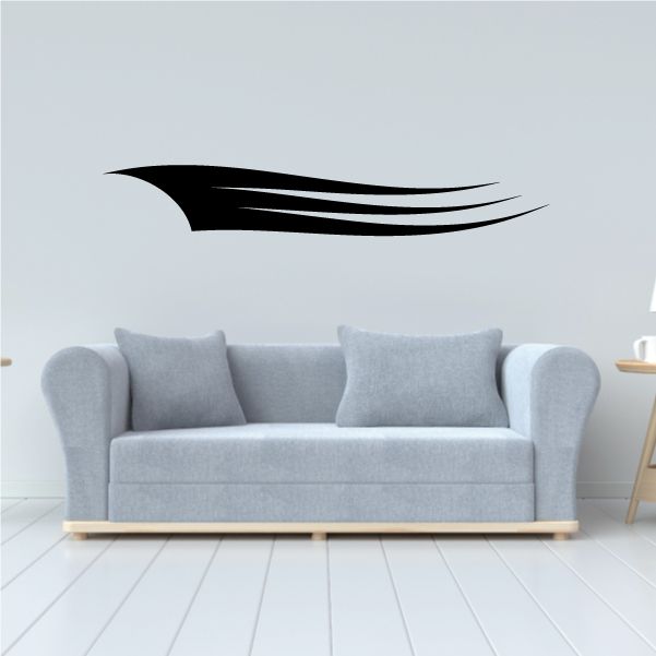 Black pinstripe vinyl decal with curved swoosh stripes