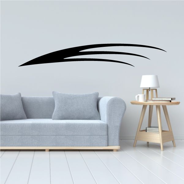Pinstripe vinyl decal with two black swoosh lines