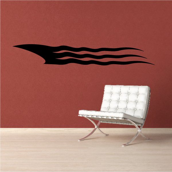 Black pinstripe flame vinyl decal with flowing wave stripe lines