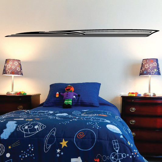Black vehicle pinstripe vinyl decal arrow on wall
