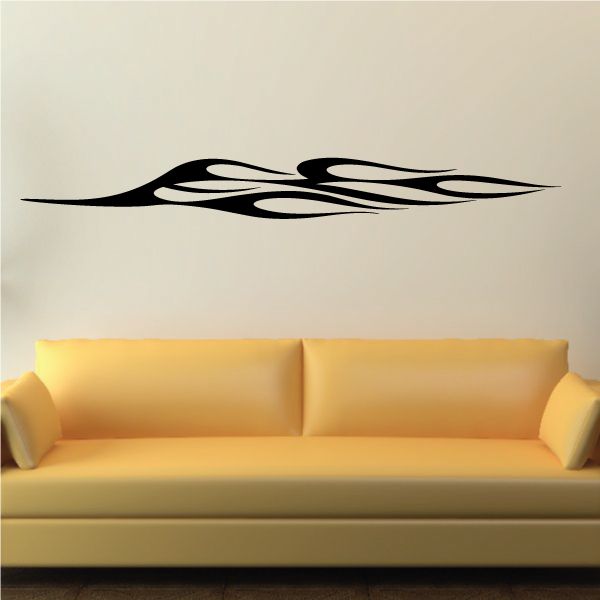 Vehicle pinstripe vinyl decal with black flame stripes, wide horizontal design