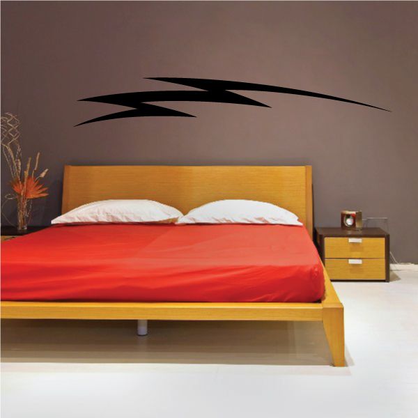 Black pinstripe vinyl decal with curved stripe and arrow shape
