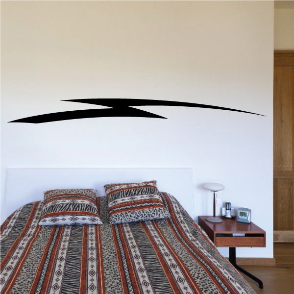 Black pinstripe vinyl car decal with swoosh stripe line on wall
