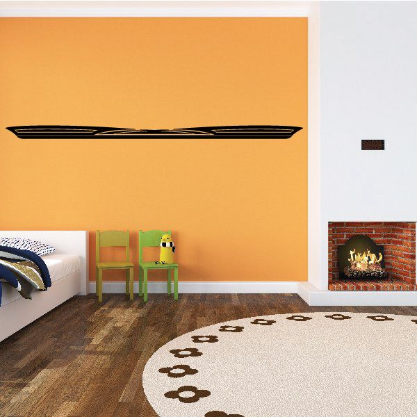 Black pinstripe vinyl decal with long horizontal swoosh across wall