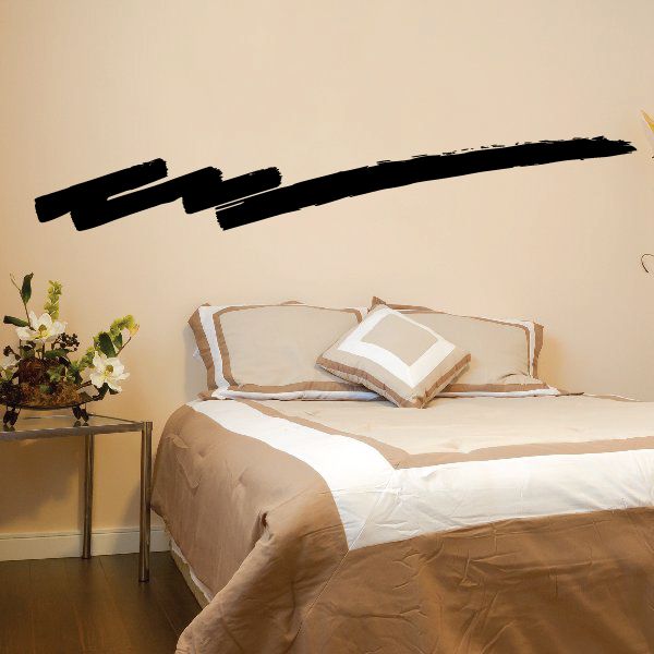 Black pinstripe vinyl wall decal with long swoosh stripe design