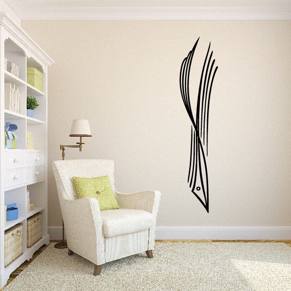 Black vehicle pinstripe vinyl decal with stylized vertical flame stripes