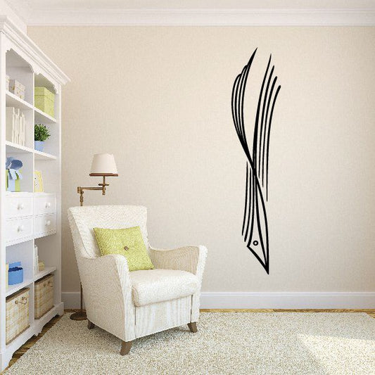 Black vehicle pinstripe vinyl decal with stylized vertical flame stripes