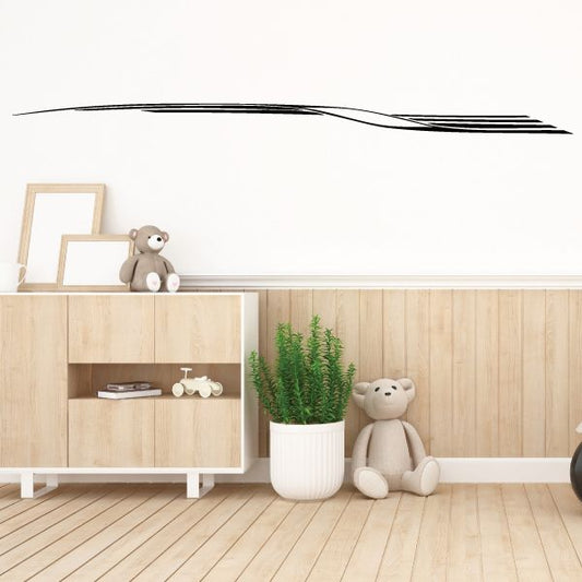 Vehicle pinstripe vinyl decal, long black swoosh stripe for walls or cars