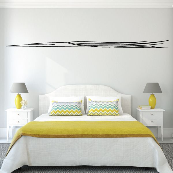Black pinstripe vinyl decal with long stripe design on wall