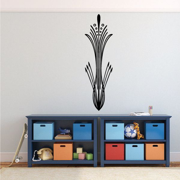 Black pinstripe vinyl decal with tall flame/arrow burst design