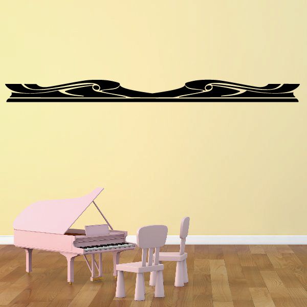 Black vehicle pinstripe vinyl decal with scroll details