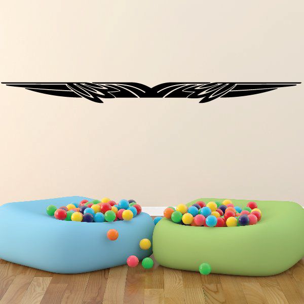 Vehicle pinstripe vinyl decal with black winged stripe design