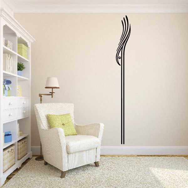 Pinstripe vinyl decal with black vertical flame graphic
