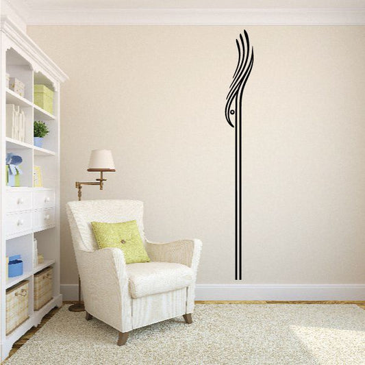 Pinstripe vinyl decal with black vertical flame graphic