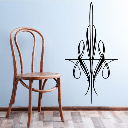 Fleur-de-lis vinyl decal, black ornamental spear and scroll design