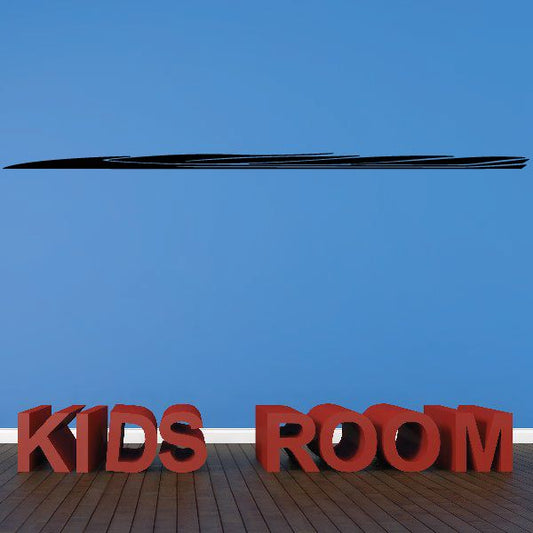Kids Room vinyl wall decal with red lettering and thin black pinstripe