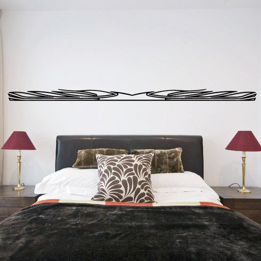Vehicle pinstripe vinyl decal with black double-stripe bar graphic
