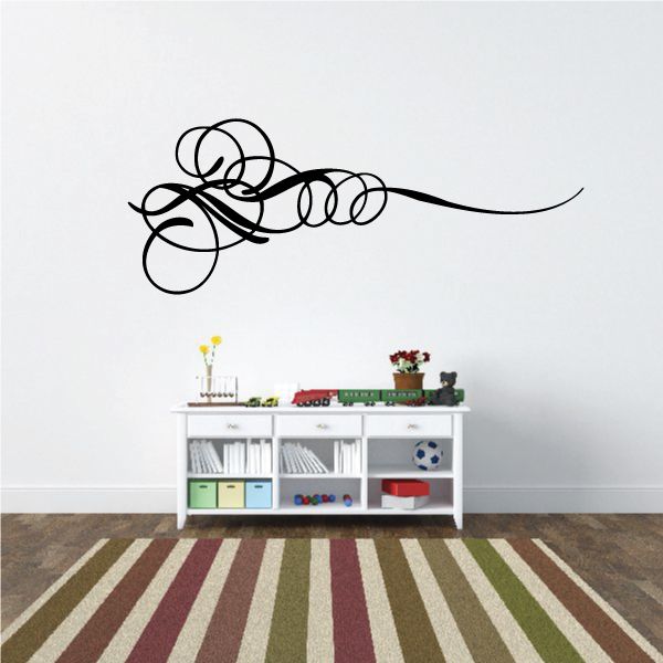 Vehicle pinstripe vinyl decal, black looping swirl line