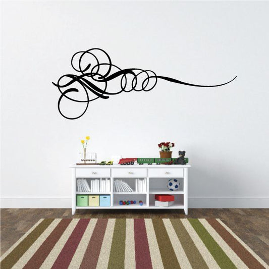 Vehicle pinstripe vinyl decal, black looping swirl line