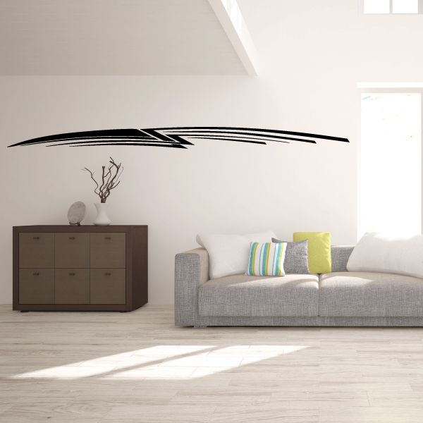 Vehicle pinstripe decal: black curved stripe with lightning-style tip