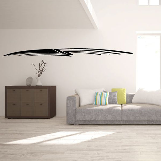 Vehicle pinstripe decal: black curved stripe with lightning-style tip
