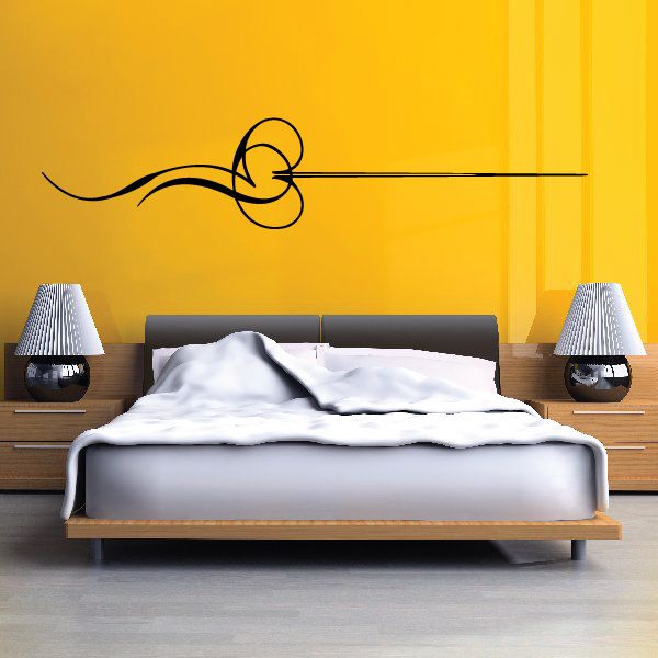 Pinstripe vehicle vinyl decal with black swirl and thin line, circular motif