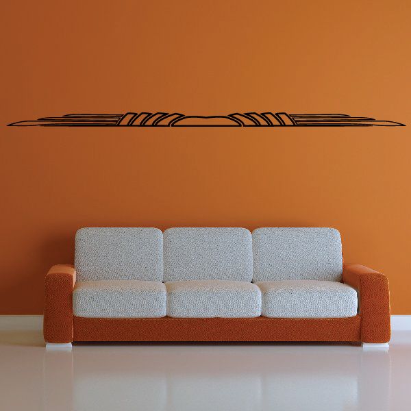 Vehicle pinstripe vinyl decal with long horizontal racing stripe graphic, black