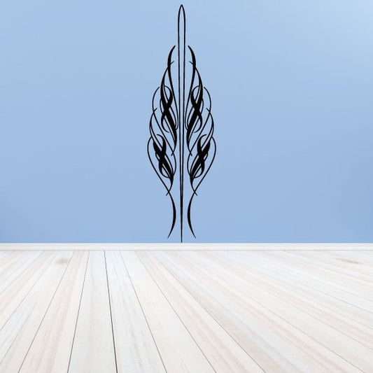 Black flame-style pinstripe vehicle vinyl decal, vertical tribal outline