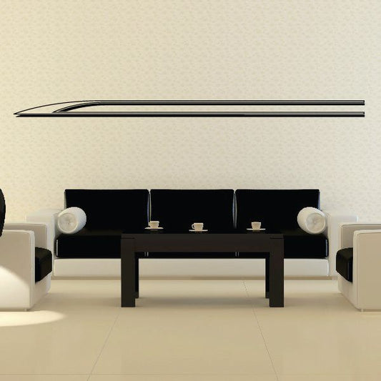 Vehicle pinstripe vinyl decal with black double stripe lines