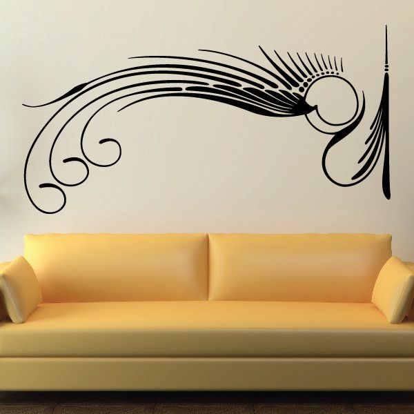 Car pinstripe vinyl decal with side profile and swirling stripe lines, black