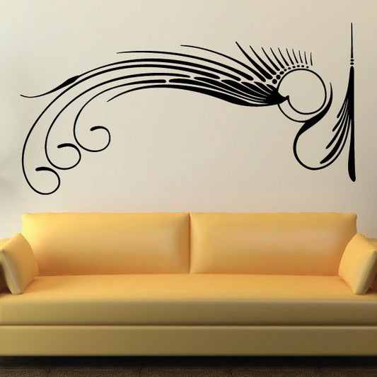 Car pinstripe vinyl decal with side profile and swirling stripe lines, black