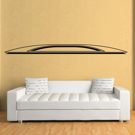 Vinyl pinstripe swoosh decal with thin black and gray curved stripes