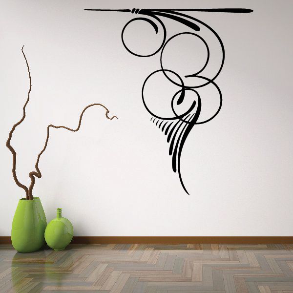 Pinstripe vinyl vehicle decal, black swirl and swoosh design