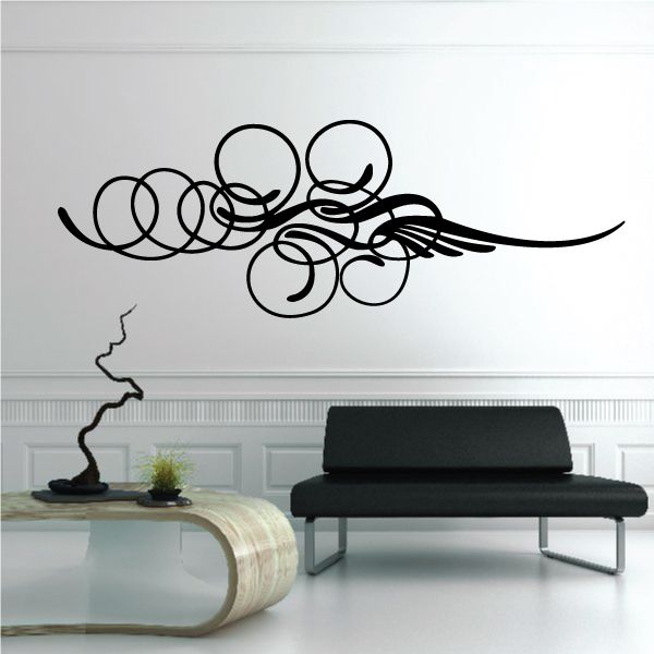 Black pinstripe vinyl decal with circular loops and sweeping line
