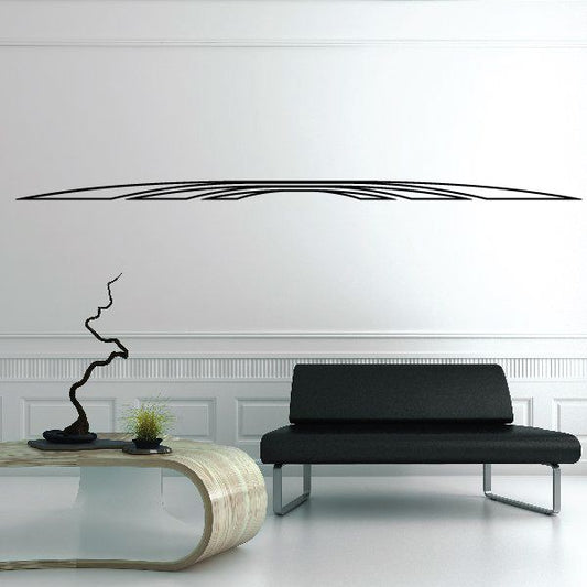 Vehicle pinstripe vinyl decal, thin black swoosh stripe graphic