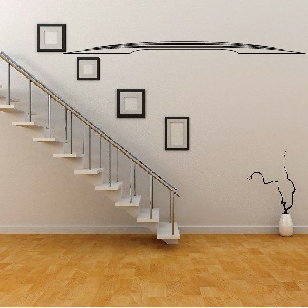 Vehicle pinstripe vinyl decal with a long swooping stripe for wall or window